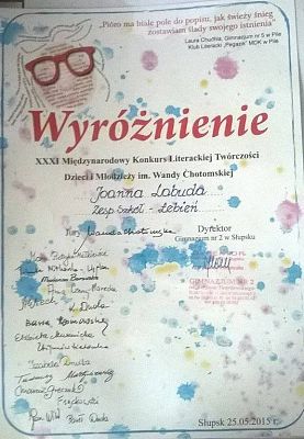 Grafika #14: Wyróżnienie Joanny Labudy w Międzynarodowym Konkursie Literackiej Twórczości Dzieci i Młodzieży im. Wandy Chotomskiej